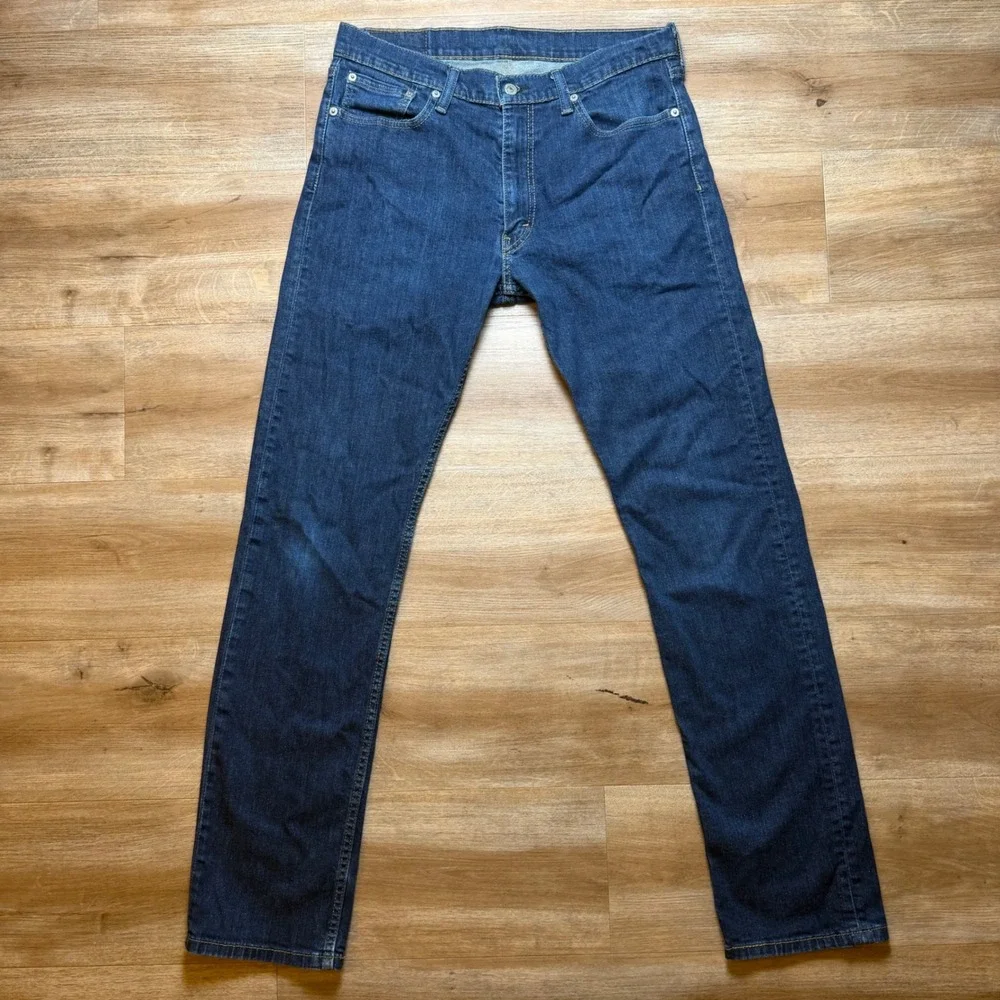 Levi's 513 Slim Straight Jeans Mens 32x34 Dark Wash Indigo Stretch Denim Pants